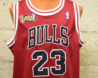 Michael Jordan, in Chicago bulls 98 uniform, dunking a, Midjourney