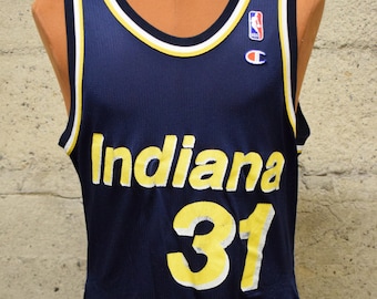 Vintage Champion Indiana Pacers Warm Up Shirt Mens 40 1/4 Snap Pullover NBA