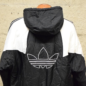 Vintage Adidas Winter Puffer White Black Jacket 90 s Large Etsy