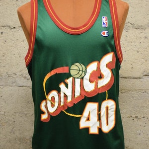 Vintage Seattle Supersonics Sonics Shawn Kemp #40 Champion Basketball Jersey Size 44