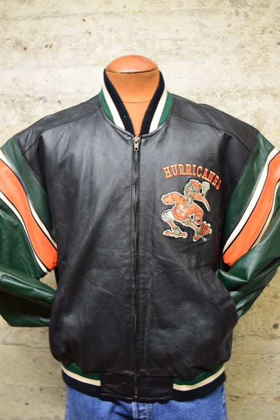 Vintage Leather Miami Hurricanes Letterman Jacket