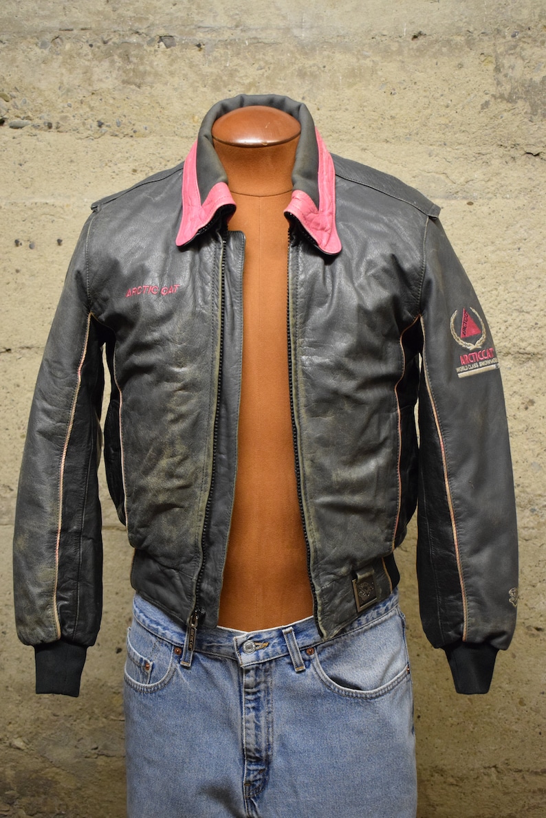 Vintage Arctic Cat Leather Snowmobile Arcticwear Jacket Etsy
