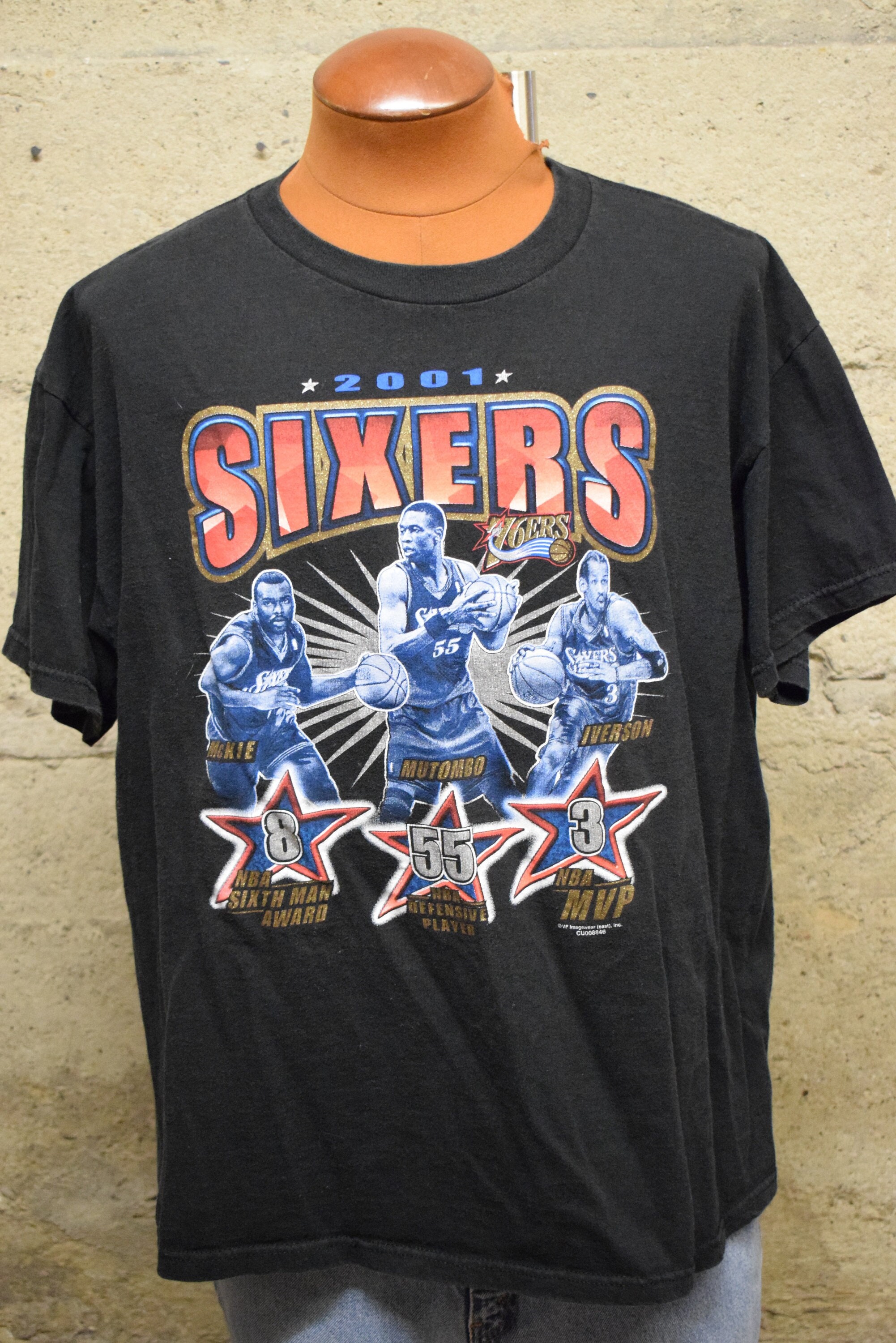 2001 Philadelphia 76ers Sixers East Champs NBA Finals T Shirt Size XL –  Rare VNTG