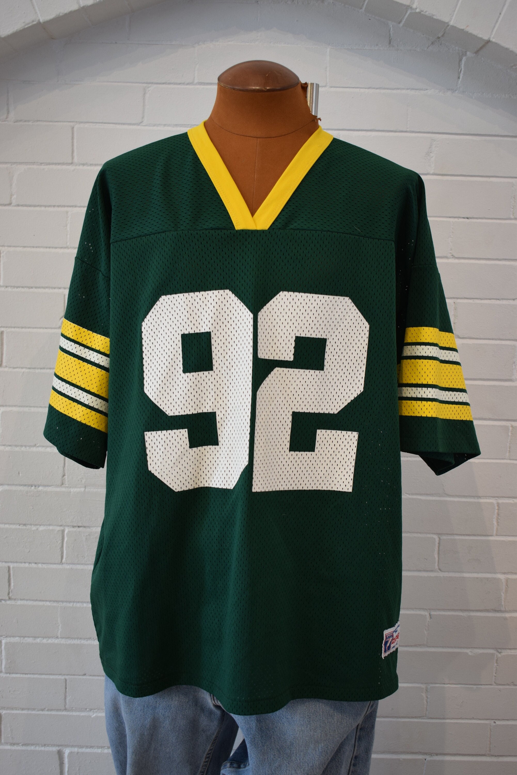 Vintage Reggie White 92 Green Bay Packers Logo 7 Green NFL 