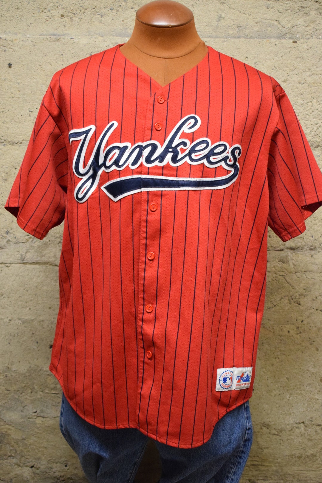 Vintage #55 FLYNN New York Yankees MLB Majestic Jersey M