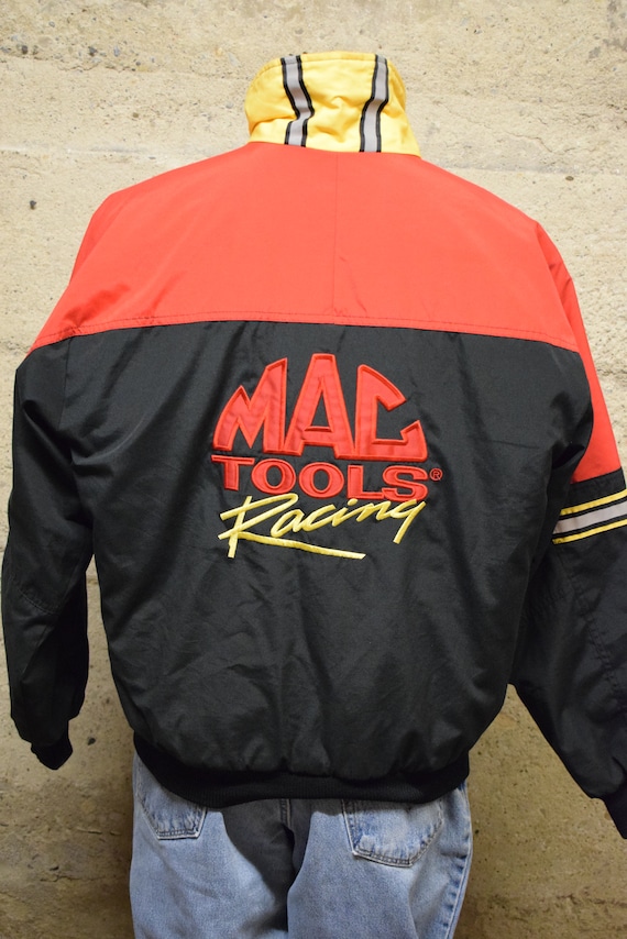 Vintage Mac Tools Racing Checkered Black Red 90 s Bomber Jacket