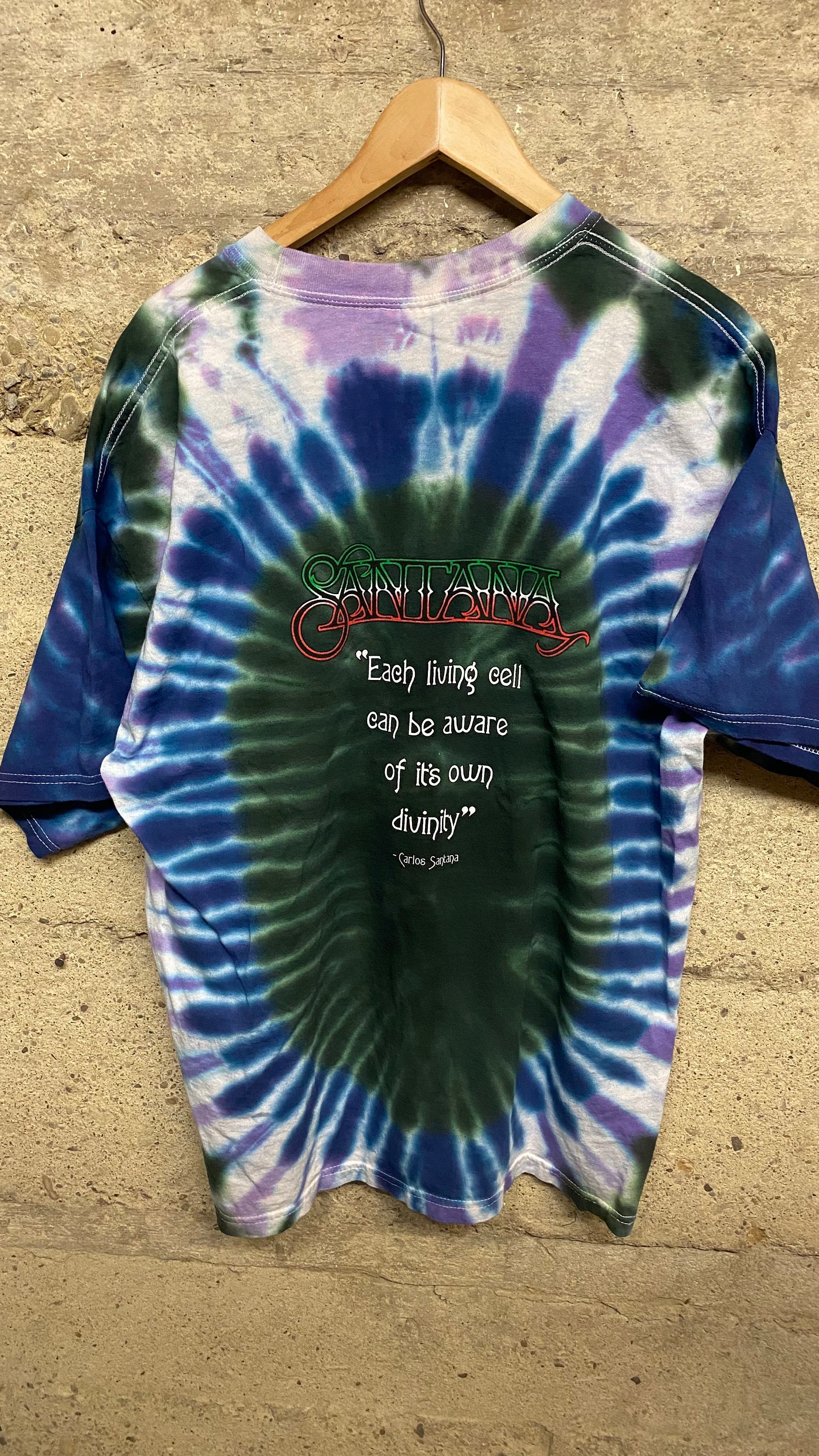 Vintage Carlos Santana River of Colors Tour Tie Dye T-shirt Size 