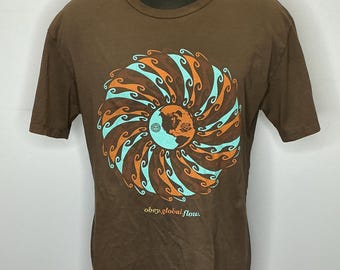 Camiseta marrón Obey Global Flow, talla grande