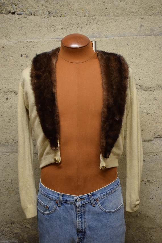 Vintage 1950's Hadley Cashmere & Mink Collar Swea… - image 1