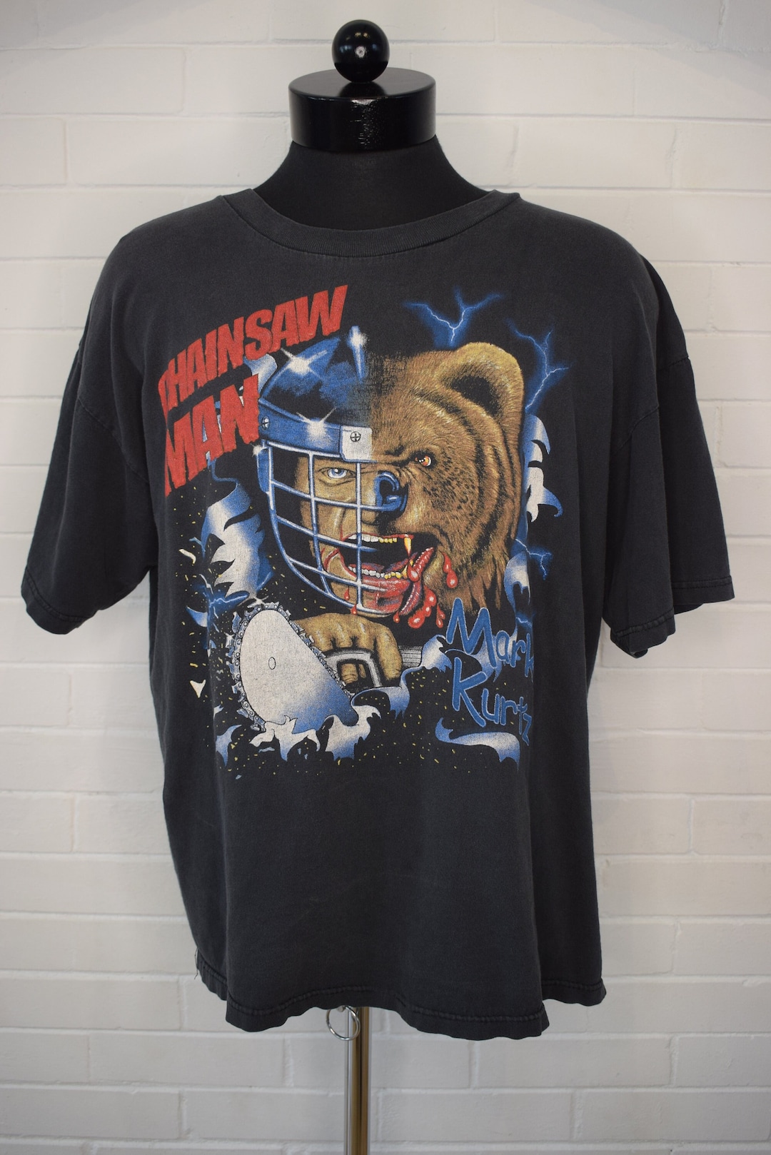 Vintage Chainsaw Man Mark Kurtz AWA the Bearly Tame Tour Tshirt 90's