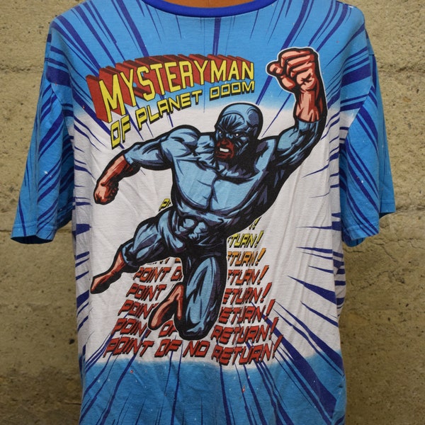 Vintage RARE Mystery Man Mystery Men Jeanius All Over Print Comics T-Shirt 90's XXL (fits L/XL)