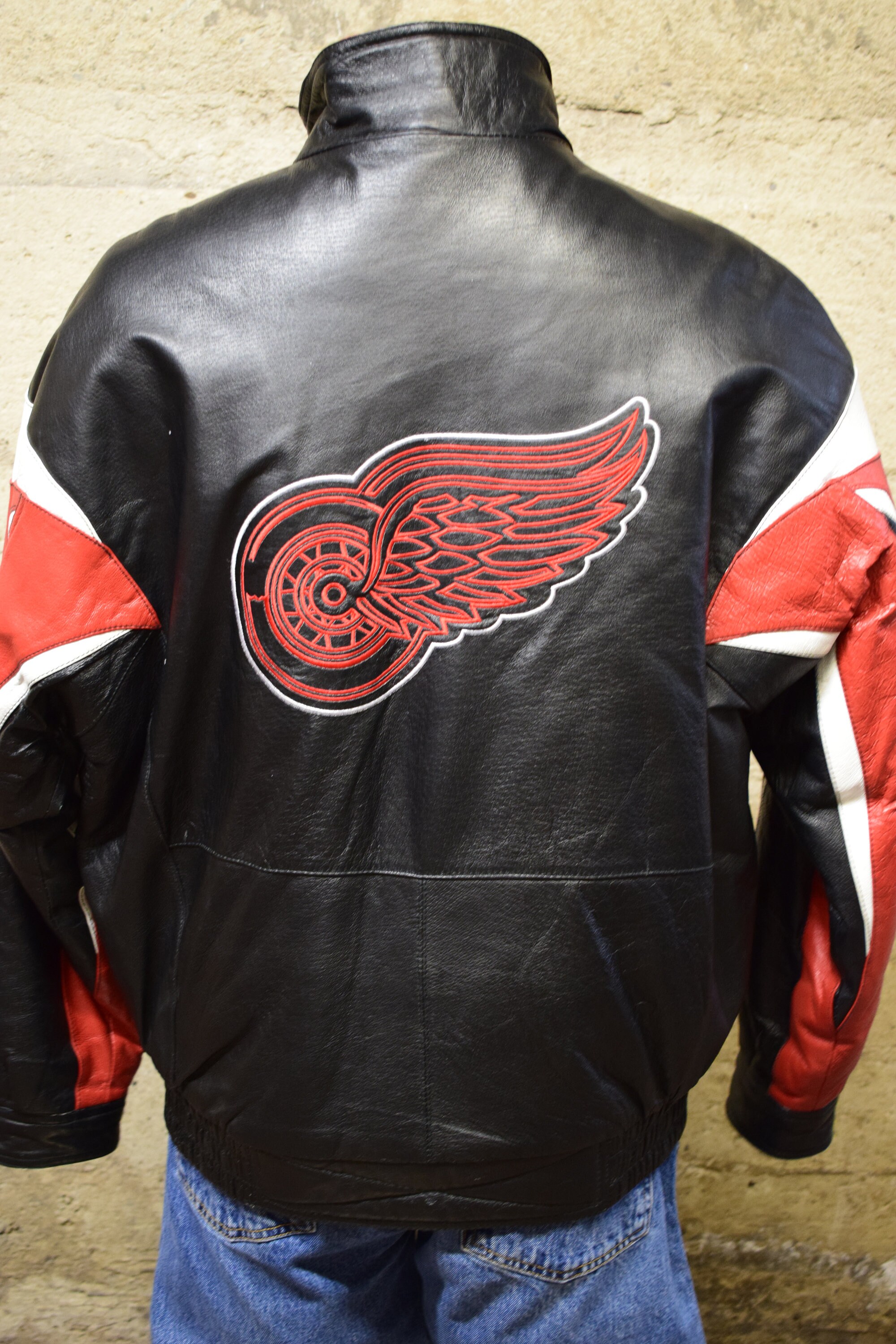 90s G-III NHL DETROIT RED WINGS レザースタジャン ジャケット