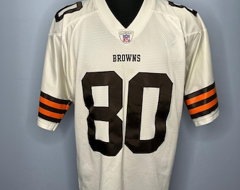 Camiseta vintage de la NFL cosida de Kellen Winslow Reebok #80 de los Cleveland Browns, tamaño grande