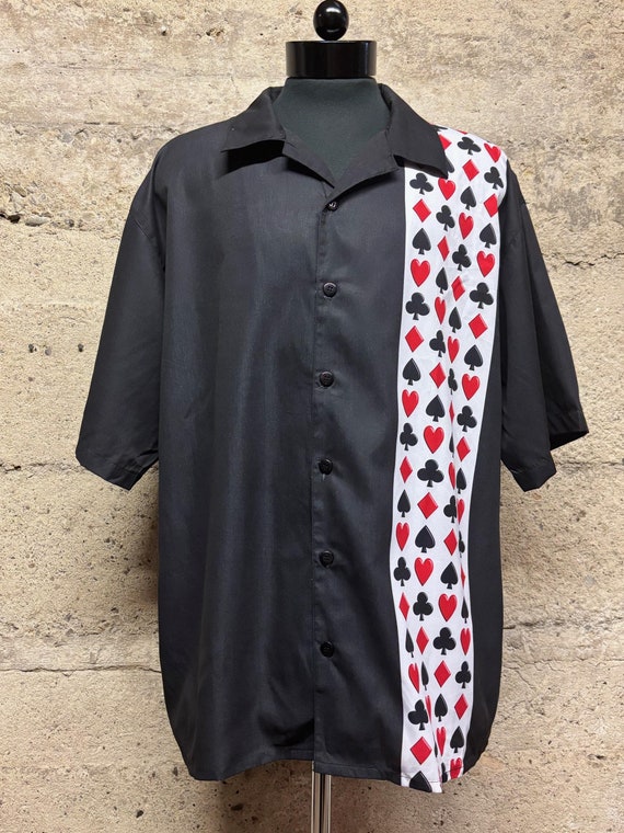 Vintage Poker Night Card Suits Button up Shirt Men XXL Fifth