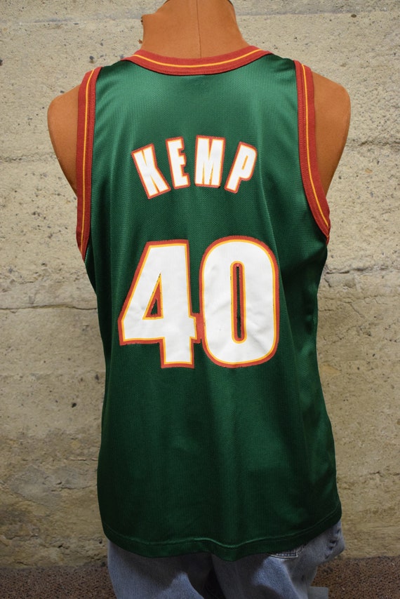 Champion Men's Shawn Kemp Seattle Supersonics NBA Jersey 48 Vintage  Basketball