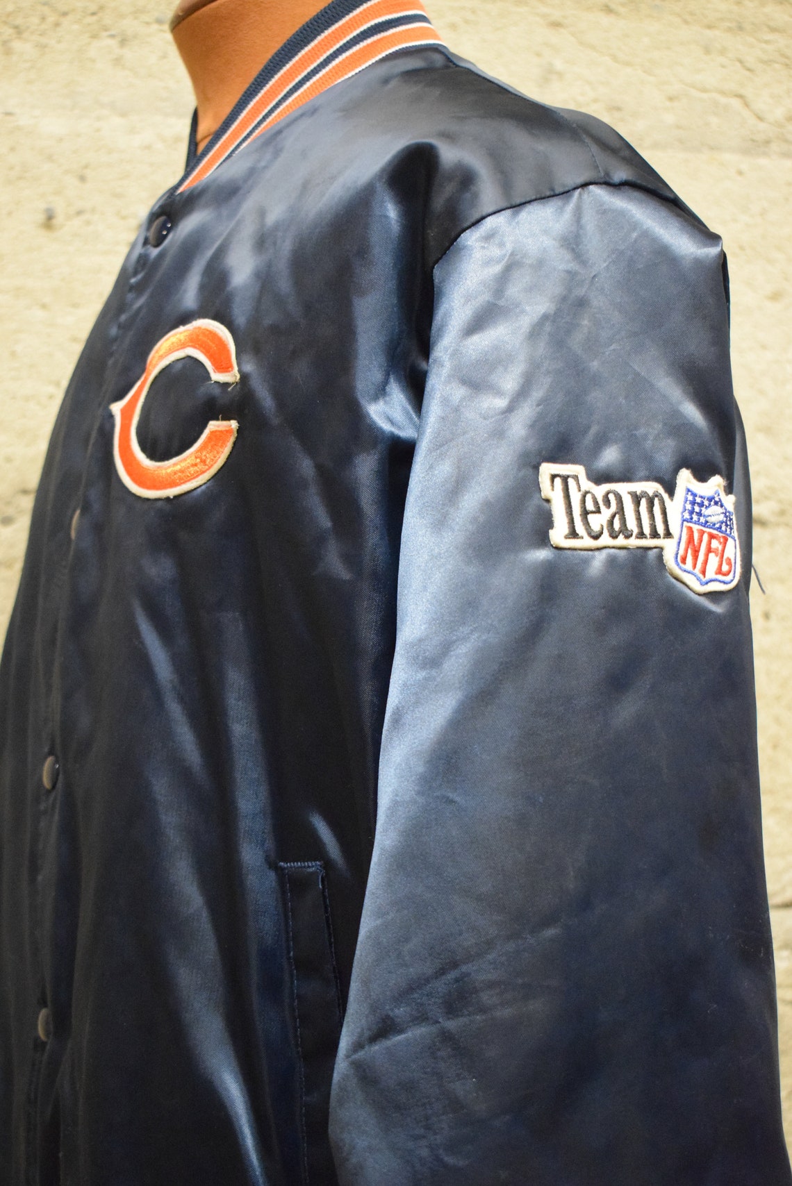 Vintage Chicago Bears Chalk Line Satin Bomber Embroidered Etsy