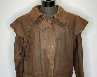 Abrigo impermeable australiano vintage Low Rider marrón de Outback Trading Company, abrigo impermeable grande