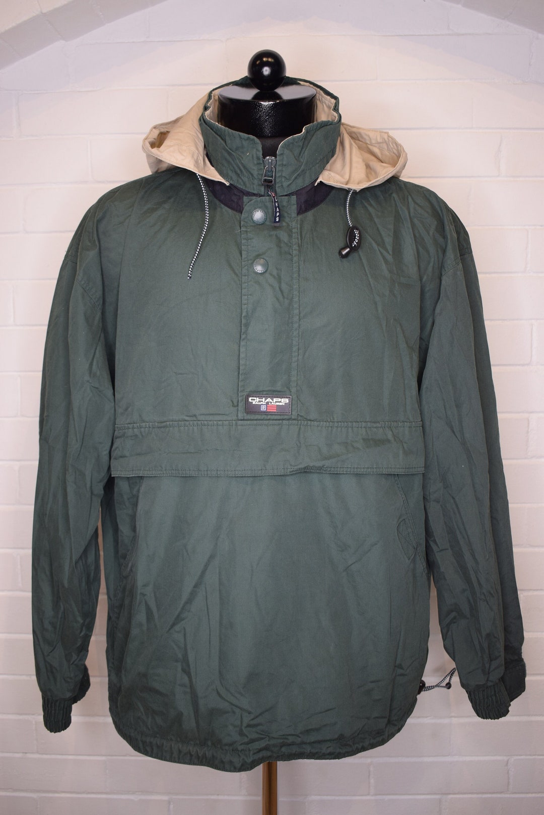 Ralph Lauren Chaps Half-Zip Fleece Pullover, Men's XL polyester green type Vintage Second Hand