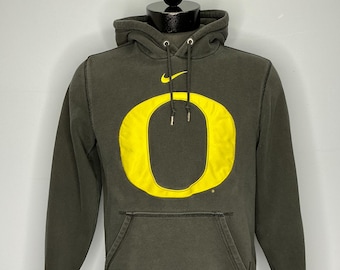 Vintage Nike Center Swoosh Oregon Ducks Embroidered Pullover Hoodie Sweatshirt Y2K Medium