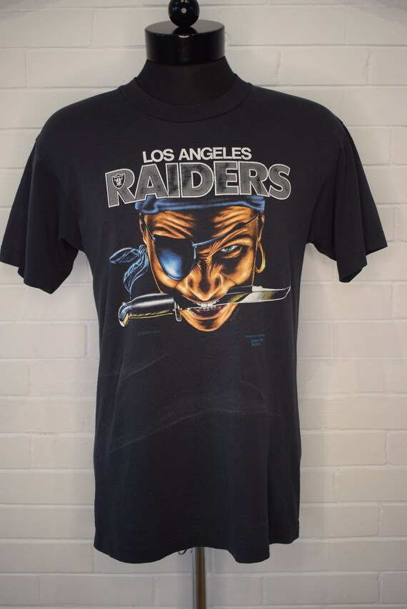 Vintage 1990 Los Angeles Raiders Pirate Knife NFL Single Stitch T