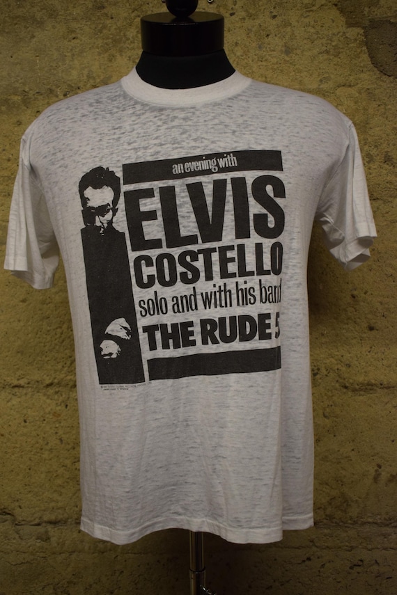 Elvis Costello the Rudes Band Tour Rock Concert T-shirt 80's