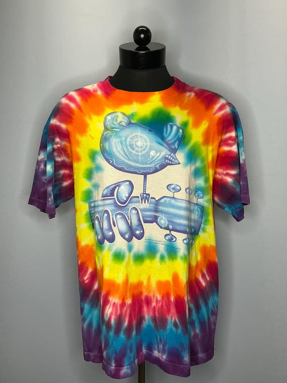 Vintage Woodstock 1994 Tie Dye Band Lineup 25th Anniversary T