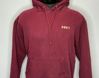 Sudadera con capucha Obey Propaganda Streetwear color granate, talla M