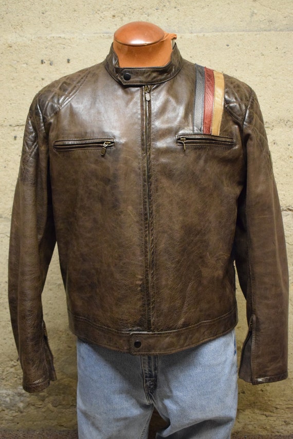 Vintage Belstaff Black Prince Leather Motorcycle Jacket 90's Large