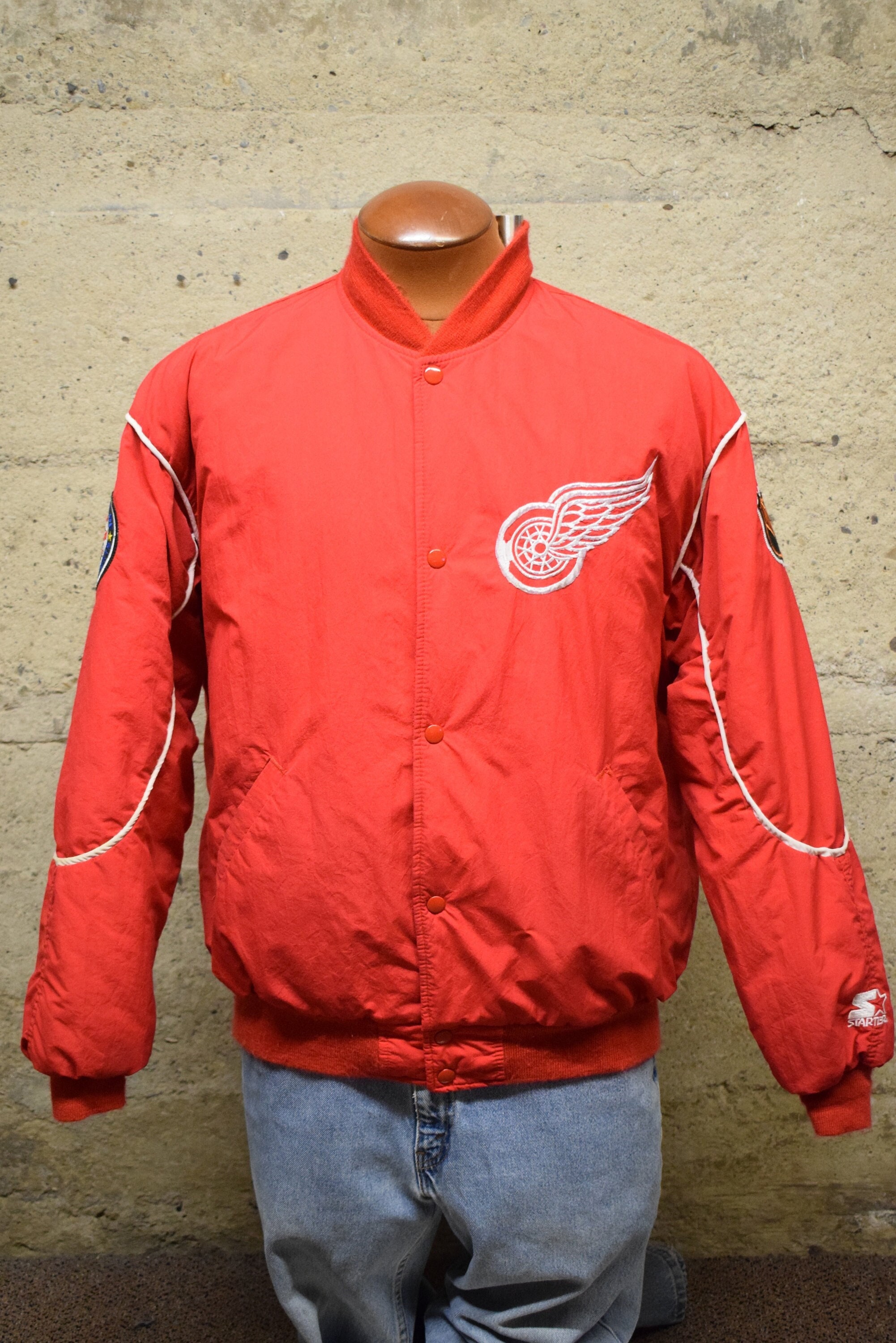 Detroit Red Wings Starter Dugout Championship Satin Full-Snap Jacket -  White/Red