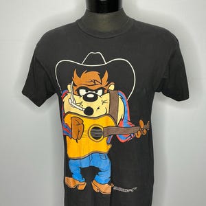 Vintage 1993 Taz Tasmanian Devil Garth Brooks Guitar Cowboy T-Shirt 90’s Medium