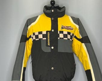 Kurtka Vintage Ski-Doo X Team Racing Yellow Sno Gear Bombardier Snowmobile Jacket z lat 90., rozmiar M