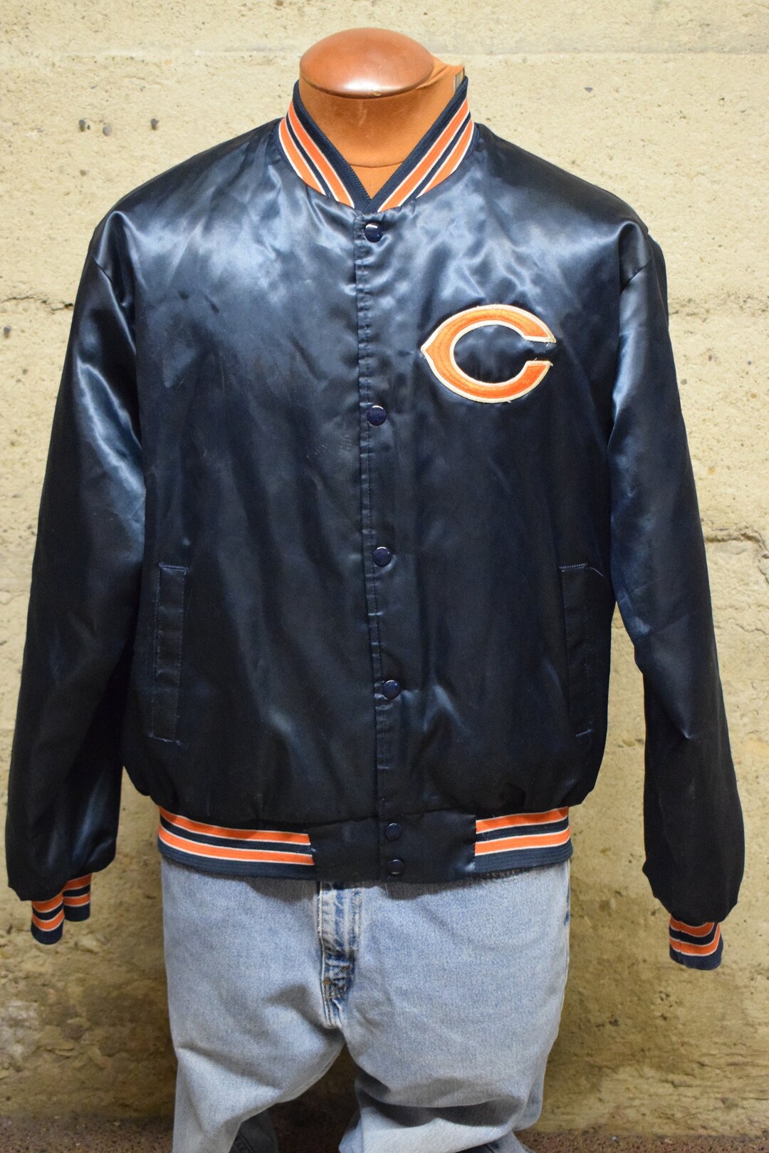 Vintage Chicago Bears Chalk Line Satin Bomber Embroidered Etsy