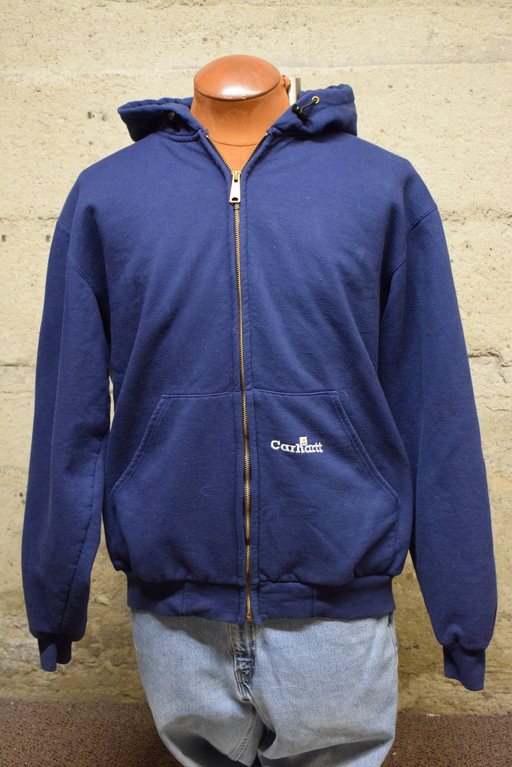 Vintage Carhartt Blue Full Zip up Pocketed Lined Hoodie - Etsy