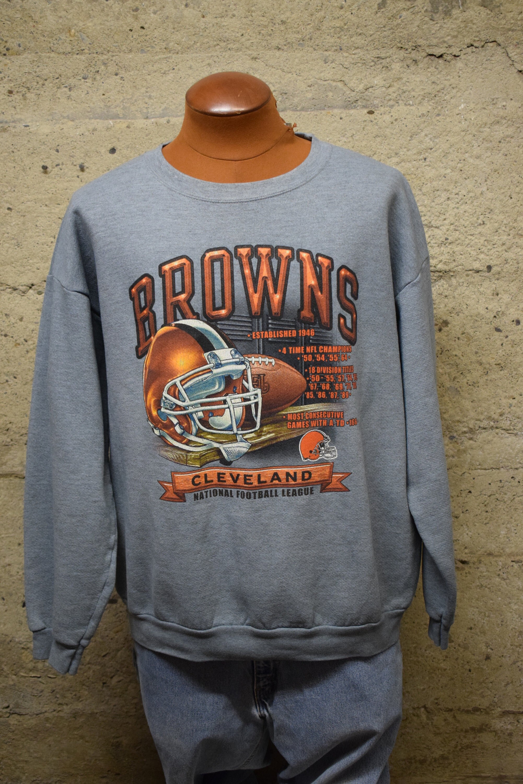 Vintage Cleveland Browns Stats NFL Tag Sweatshirt 90's XL