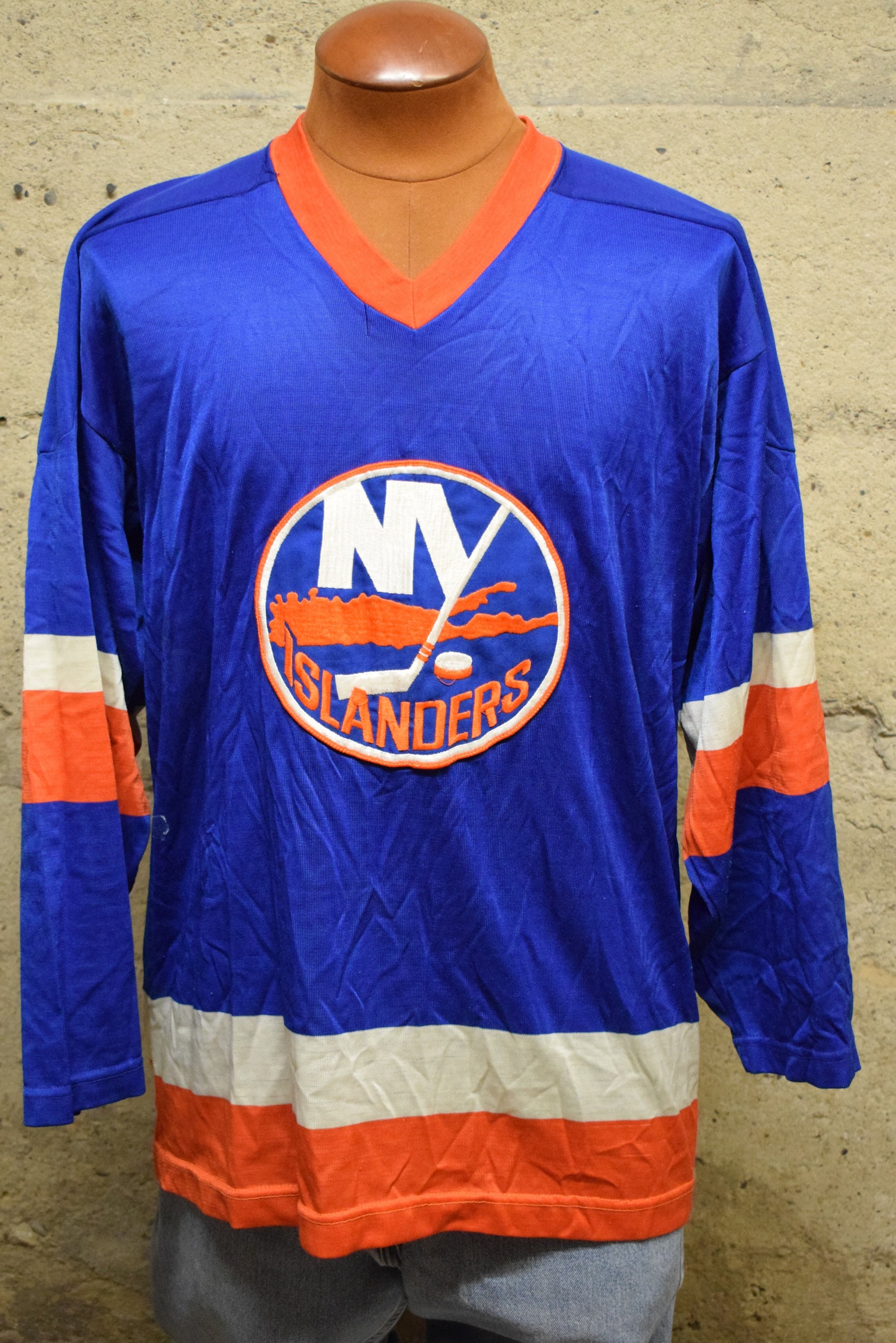 Vintage Sandow New York Islanders NHL Hockey Jersey Sz S White Canada Sewn  blank