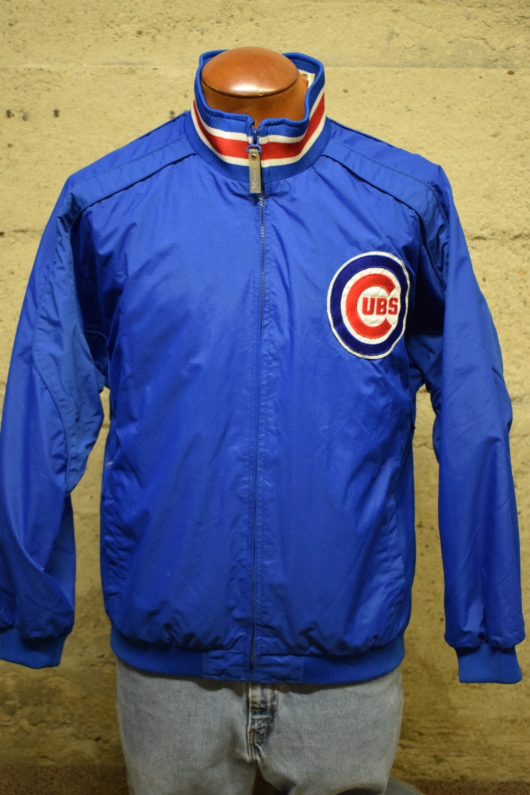 Veste Vintage Chicago Cubs Majestic - Bleu, Boutonnée, Taille 2XL - Rare