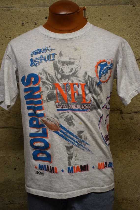 Vintage 1990 Miami Dolphins Football All Over Pri… - image 1