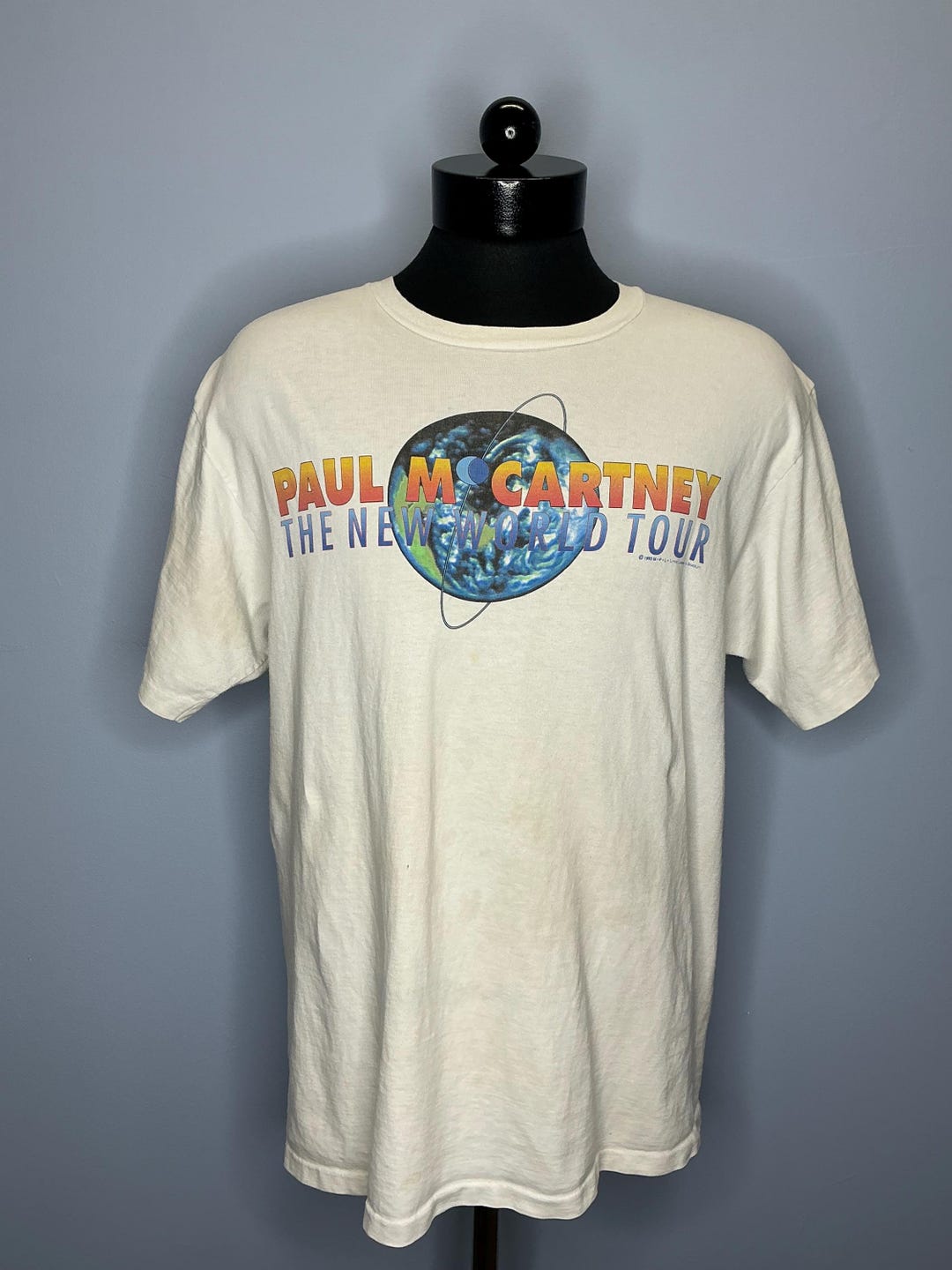 90'S Paul McCarjney THE NEW WORLD TシャツXL Vintage 1993 Paul Mccartney the New World Tour T-shirt 90's