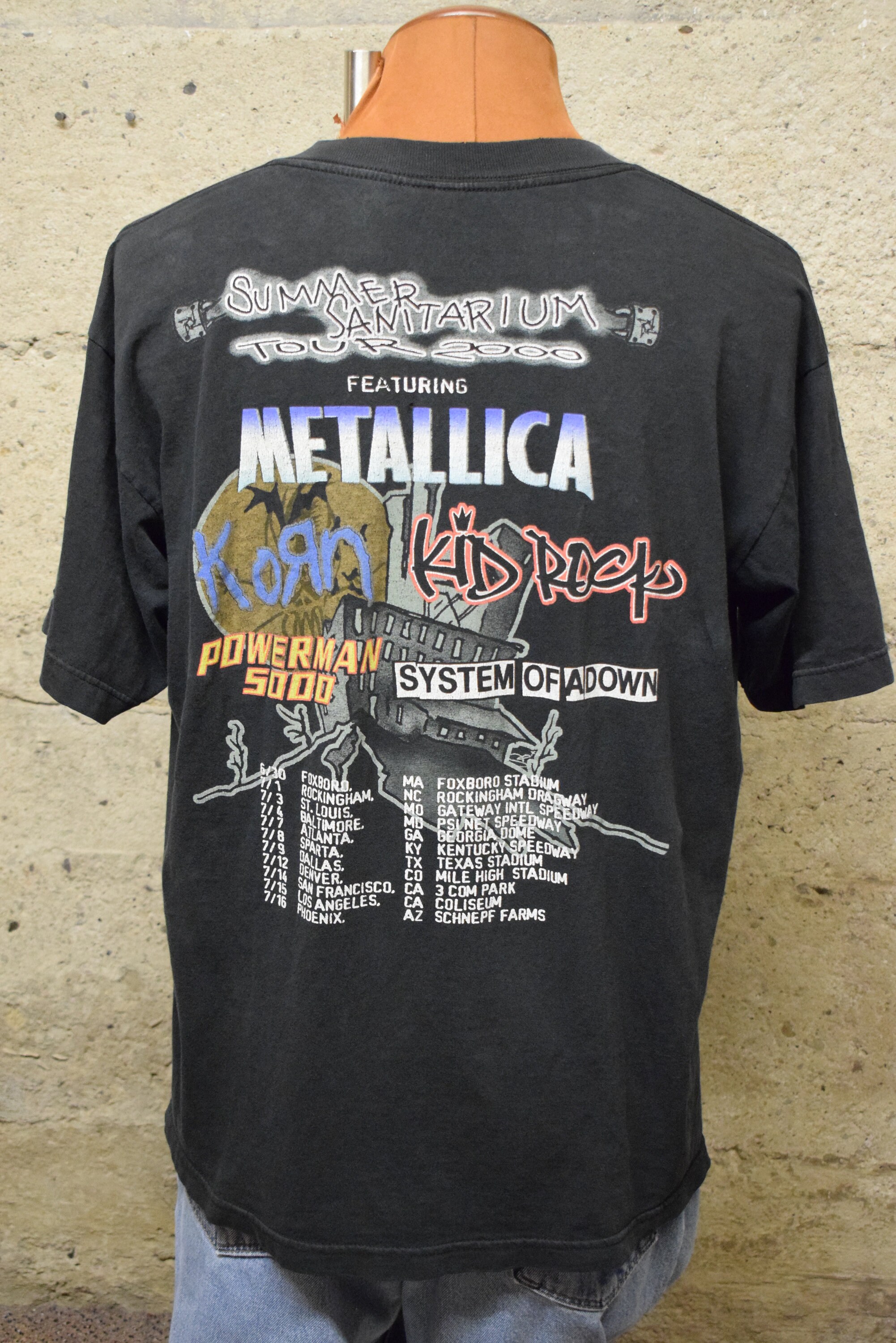 Vintage Summer Metallica Korn System of A Down Black T-shirt 2000