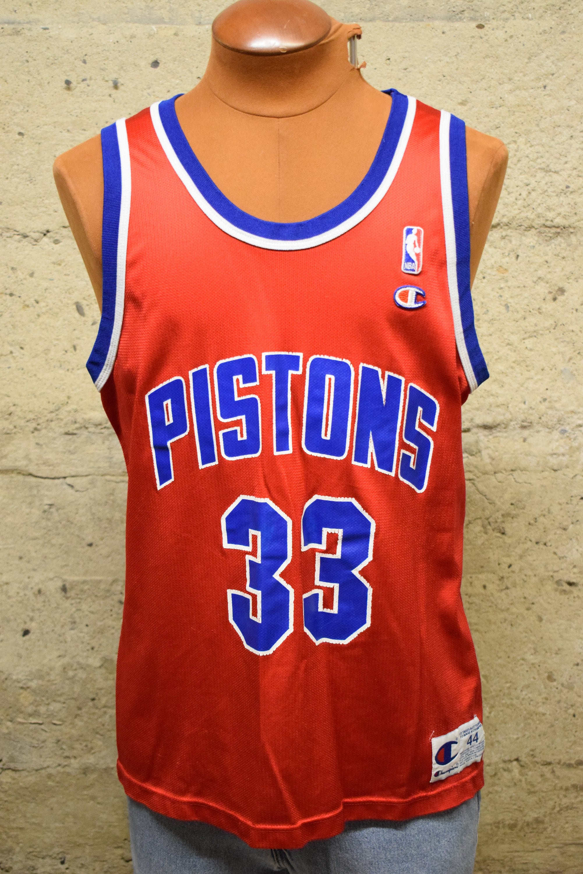 Vintage Detroit Pistons Grant Hill Jersey Mens Medium Blue NBA 90s Champion