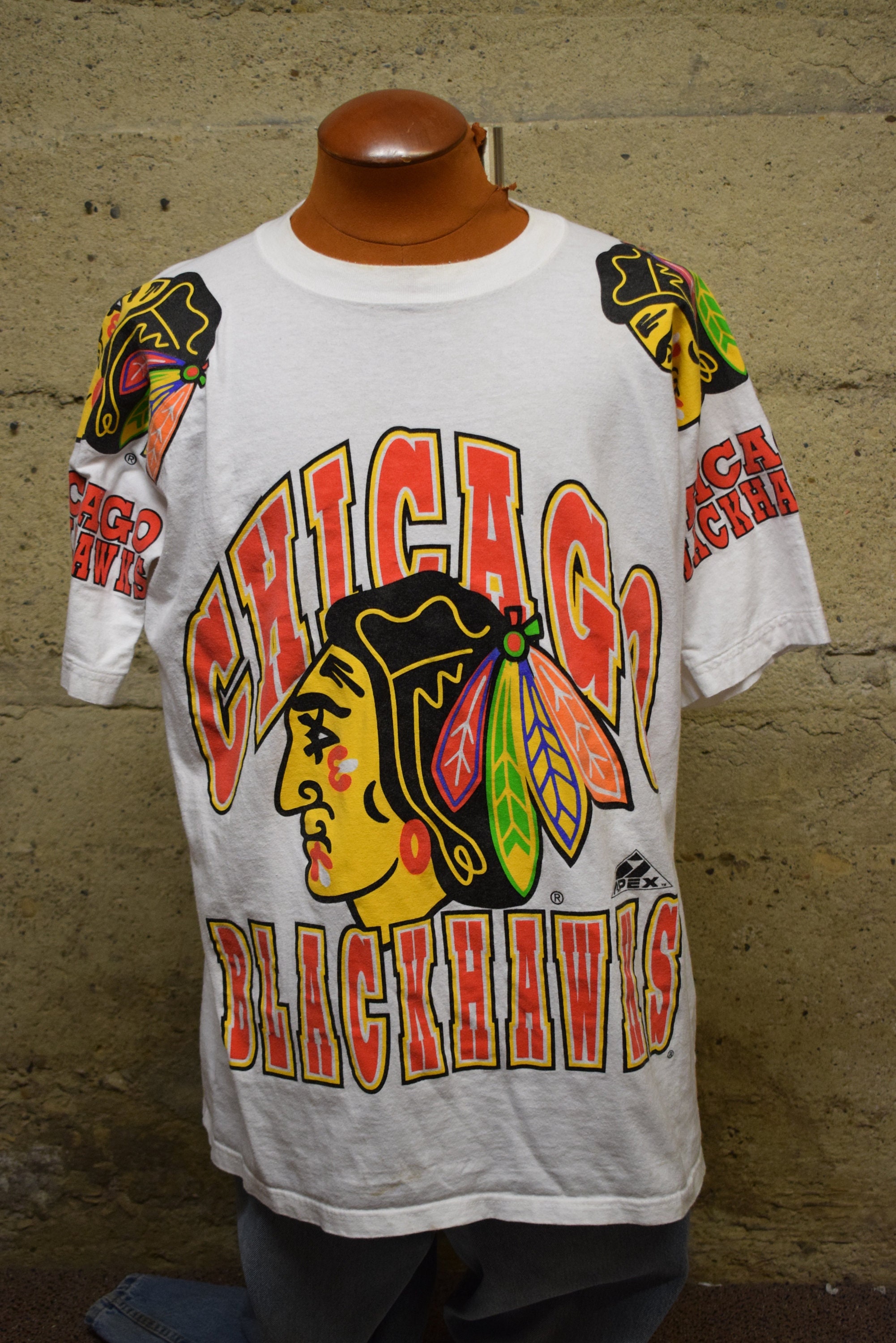 Vintage Starter Chicago Blackhawks Yellow Jersey NHL Hockey Sewn - Mens  Size XL