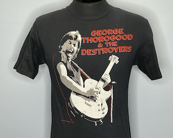 Camiseta vintage de 1985 de la gira Maverick de George Thorogood & The Destroyers, años 80, talla M