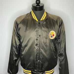 Vintage Pittsburgh Steelers NFL Satin Varsity Chalk Line Jacket 80’s Large