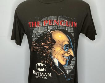 Camiseta promocional vintage de Batman Returns de 1992, El Pingüino, Danny DeVito, años 90, talla XL