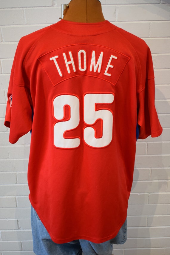 Philadelphia Phillies Jim Thome Pullover #25 Throwback MLB Baseball Jersey  Large