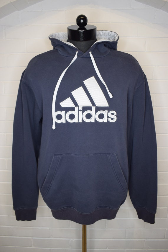 Vintage Adidas Grey Tag Cozy Hooded Big Logo Center Hoodie Sweatshirt Y2K Large Etsy