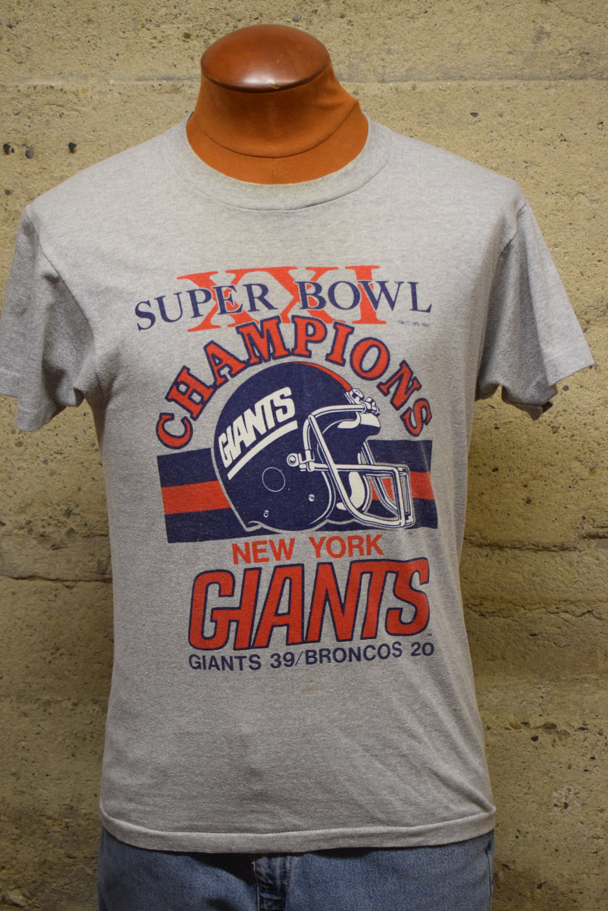 Vintage 80s New York Giants Super Bowl XXI Champions NFL Football Screen Stars T shirt Large Etsy