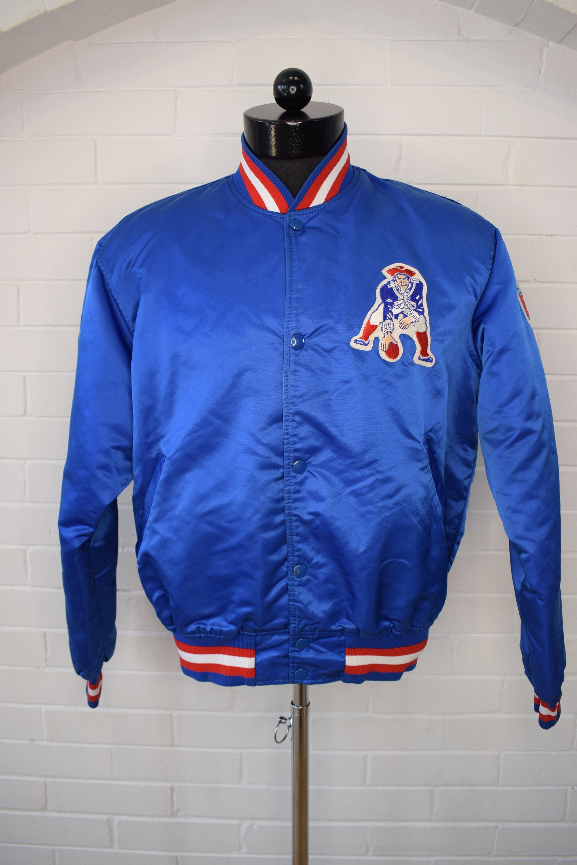 Vintage New England Patriots Starter Satin Bomber Jacket 90's Large