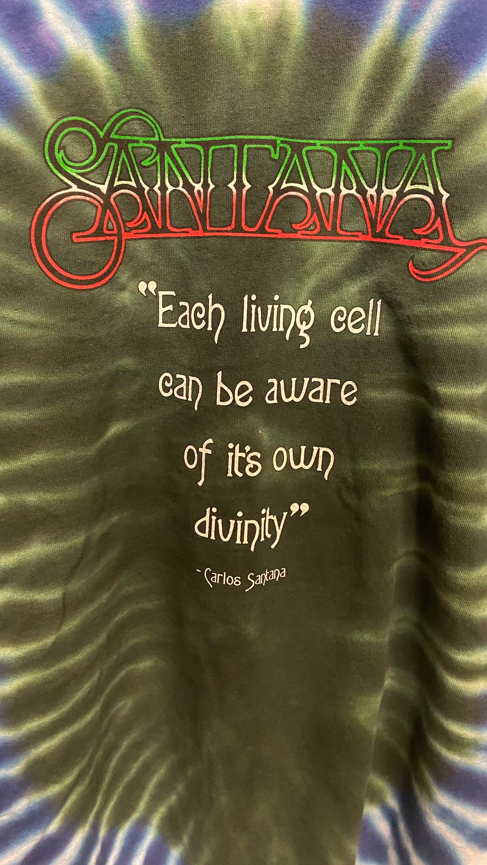 Vintage Carlos Santana River of Colors Tour Tie Dye T-shirt Size 