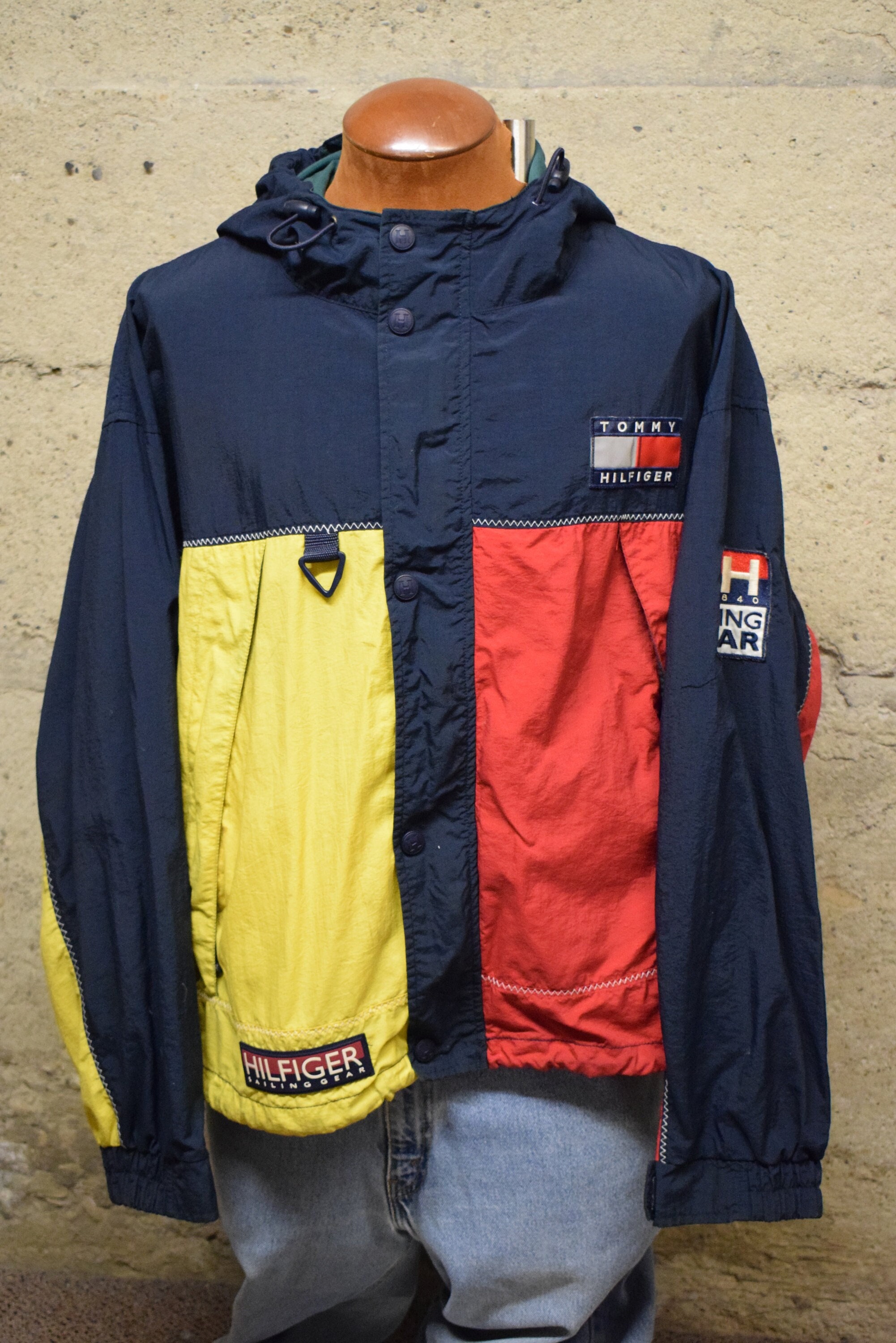 Vintage Tommy Hilfiger Sailing Gear Color Block Hooded Jacket 90's XL